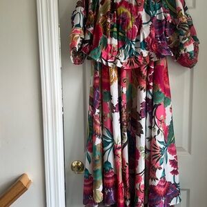 Rachel Zoe 2-piece tropical print maxi skirt and off the shoulder top